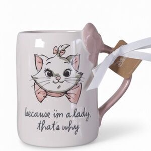 Rae Dunn × Disney Marie Mug "Because I'm a Lady" Pink Handle NWT Cute Gift